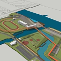 Waterfront Landscape Design Featuring Water Areas Green Spaces And Buildings