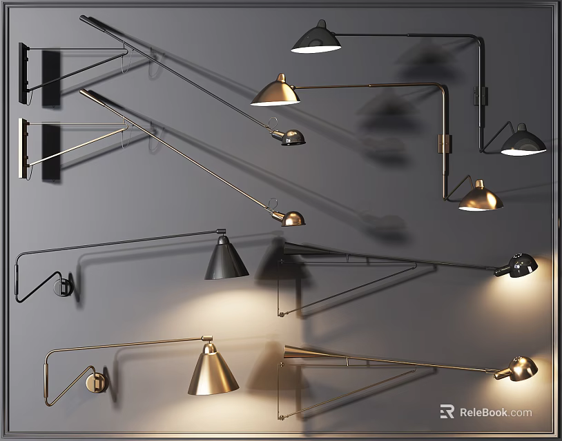 Modern Adjustable Metal Arm Wall Lamps With Stylish Design And Warm Light For Home Decor 3d model 