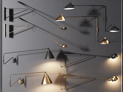 Modern Adjustable Metal Arm Wall Lamps With Stylish Design And Warm Light For Home Decor 3d model