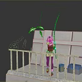 Game Movie Character Fishing On Railing With Two Fish On Hook And Background Boxes