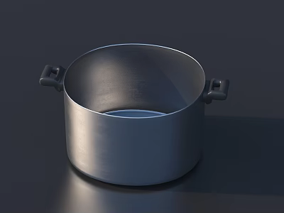 Shiny Silver Kitchen Cooking Pot With Double Handles And Smooth Metal Surface 3d model