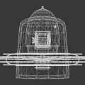 Vintage Style Air Conditioning Fan With Metal Grille Silver Blades And Blue Base
