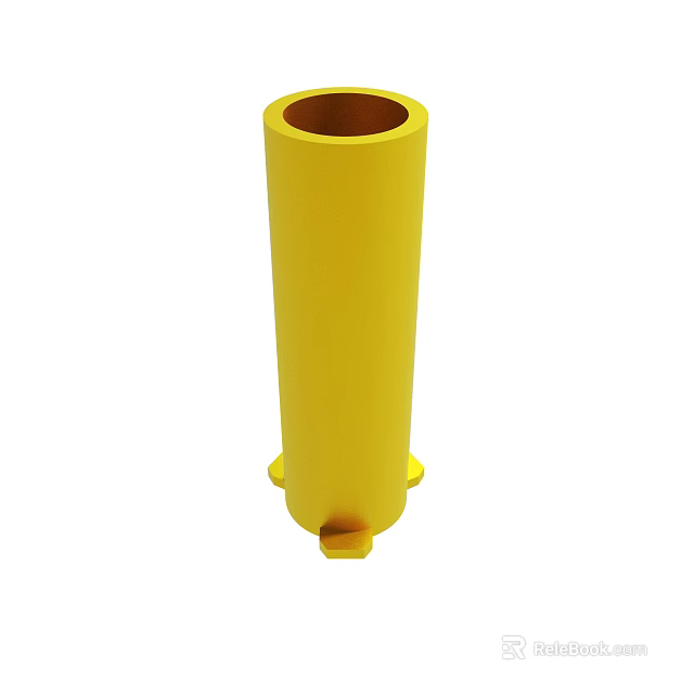 Yellow Cylindrical Industrial Component With Base Projections And Hollow Top 3d model 