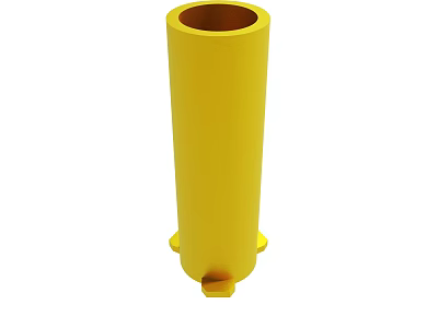 Yellow Cylindrical Industrial Component With Base Projections And Hollow Top 3d model