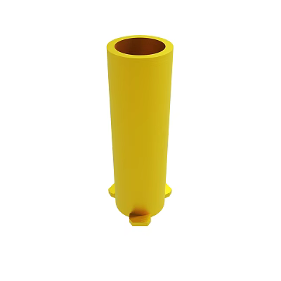 Yellow Cylindrical Industrial Component With Base Projections And Hollow Top 3d model