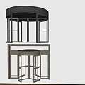 Elegant Modern Revolving Door Design With Glass Panels And Brass Frame Structure