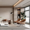 Elegant Modern Living Room Interior With Beige Sofa Coffee Table Floor Lamp And Decorative Wall
