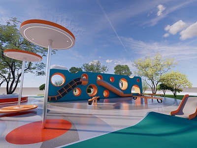 Modern children's play area Children's playground area 3d model