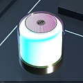 HP Bluetooth Speaker with Transparent Design and Colorful LED Lights in Modern Tech Style