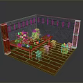 Rustic Tavern Interior Landscape Featuring Wooden Counter Stone Wall Windows Barrels And Stools