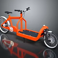 Orange Modern Two Seater Bicycle With Scooter Like Design And White Rims
