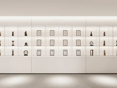 Modern White Display Cabinet Interior With Multiple Compartments Decorative Items And Photo Frames 3d model