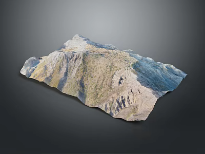 3D Model Mountain Landscape With Rocky Texture Vegetation And Gray Background 3d model