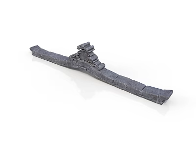 Gray Architectural Building Model With Long Linear Structure And Top Details 3d model