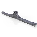 Gray Architectural Building Model With Long Linear Structure And Top Details