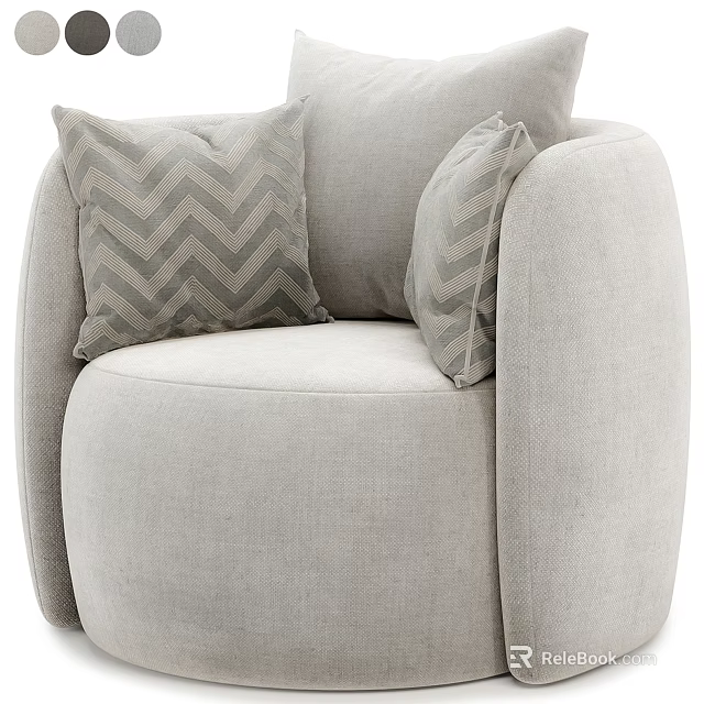 Light Gray Single Sofa With Chevron Pattern Linen Pillows And Modern Design 3d model