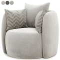 Light Gray Single Sofa With Chevron Pattern Linen Pillows And Modern Design 3d model
