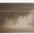 Modern background wall wood grid map background wall 3d model