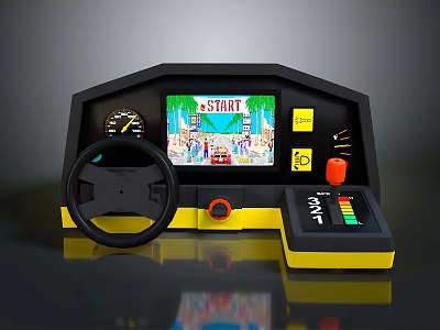 Kids Toy Driving Simulator With Steering Wheel Screen Buttons And Control Panel 3d model