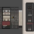 Modern Wine Cabinet With Glass Doors For Wine Bottles And Glass Storage