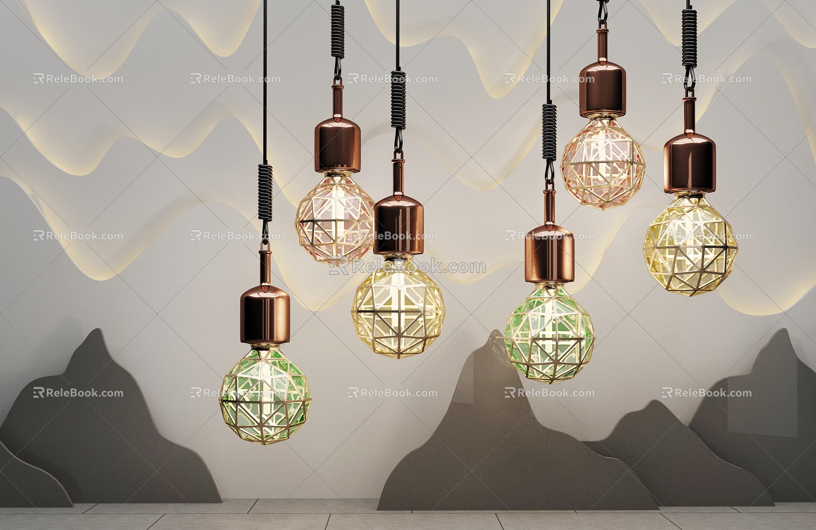 New Chinese Chandelier Combination 3d model