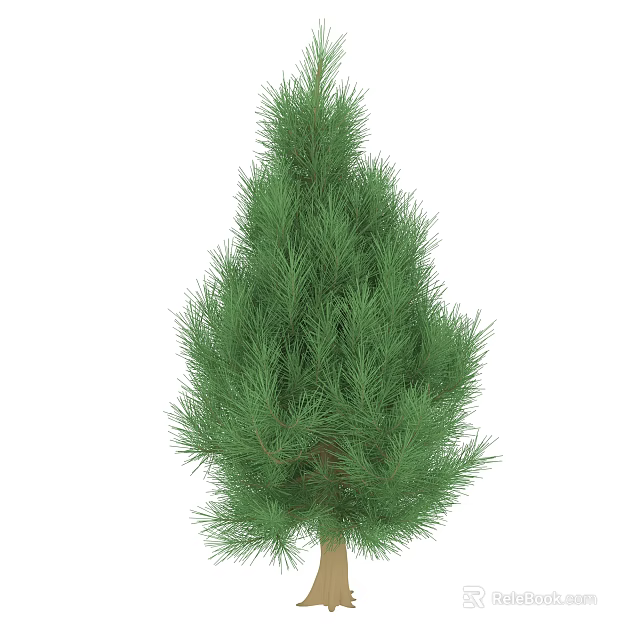 Evergreen Arbor With Dense Green Foliage And Tall Natural Trunk 3d model 
