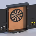 Complete Dartboard Sports Equipment Set in Black Cabinet with Darts and Storage
