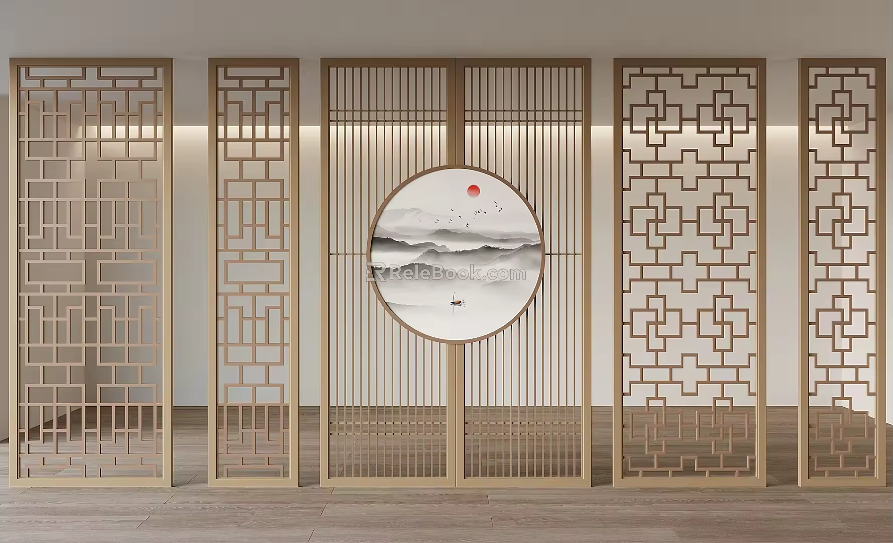 New Chinese style screen lattice partition 3d model