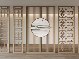 New Chinese style screen lattice partition 3d model