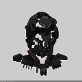 Futuristic Sci Fi Scene With Black And Red Mechanical Head And Intricate Mechanical Structure