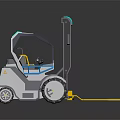 Modern 3D Rendered Forklift With Yellow Forks Gray Cab And Blue Accents