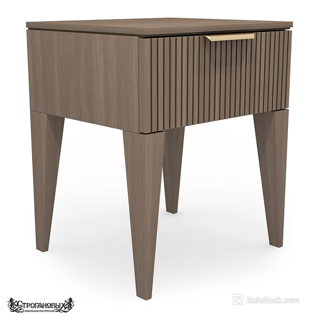 Wooden Chest of Drawers with Vertical Grooves and Tapered Legs Design 3d model 
