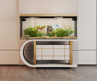 Modern Fish Tank Glass Fish Tank Display Cabinet Side Cabinet 3d model