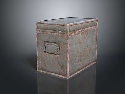 Vintage Rustic Metal Box With Textured Surface And Metal Latch Design 3d model