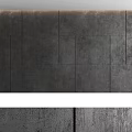 Modern Gray Paneled Wall Design For Living Room Interior With Textured Finish