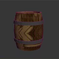 Vintage Wooden Barrel With Metal Hoops And Intricate Wood Grain Pattern