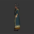 Vintage Male Female Historical Characters Wearing Traditional Long Coat And Floral Patterned Dress
