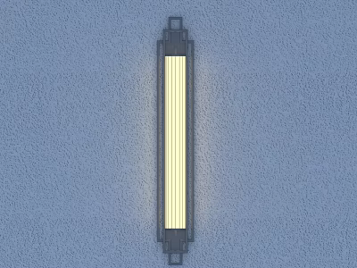 Modern Long Strip Wall Lamp Illuminated With Sleek Design On Blue Textured Wall 3d model