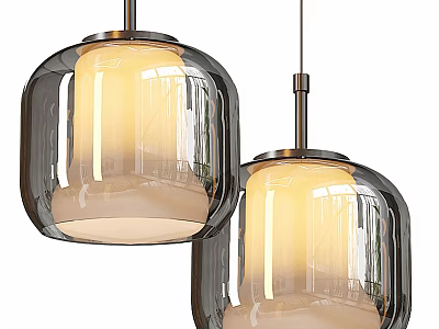 Two Modern Glass Pendant Lights With Translucent Shades And Warm Glow 3d model