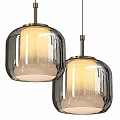Two Modern Glass Pendant Lights With Translucent Shades And Warm Glow 3d model