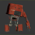 Red Mechanical Robot With Industrial Legs And Vintage Arm Design