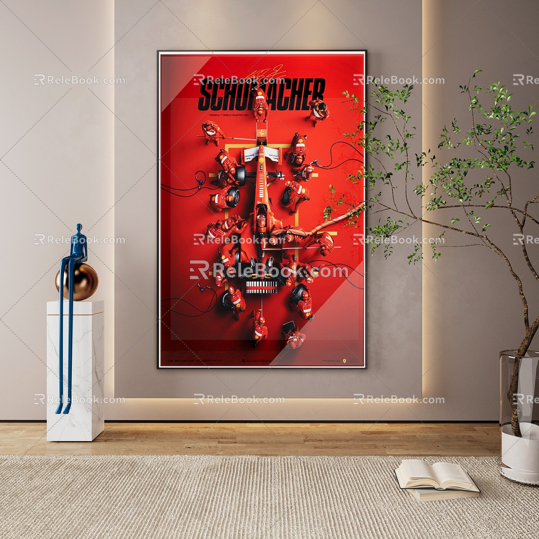 Modern Style Red Ferrari Hanging Painting Modern Style Hanging Painting Ferrari 3d model