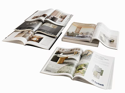 Open Interior Design Magazines Featuring Styled Rooms Furniture And Decor 3d model