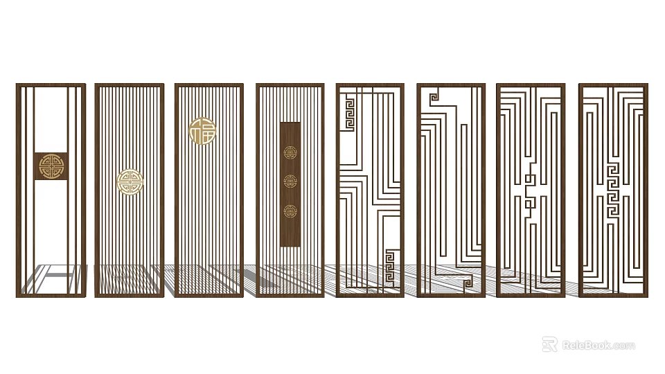 Modern Decorative Partition Designs With Various Geometric Patterns And Interior Styles 3d model