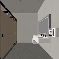 Public Restroom Modern Interior Design With Spacious Clean Stalls Sink Mirror And Tidy Environment