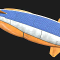Detailed White Airship Bottom Featuring Orange Tail Fin And Complex Mechanical Structure 3d model