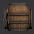 Decorative Wooden Barrels As Household Storage Items With Metal Hoops And Small Doors