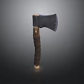 Vintage Handcrafted Axe With Leather Wrapped Wooden Handle And Metal Head