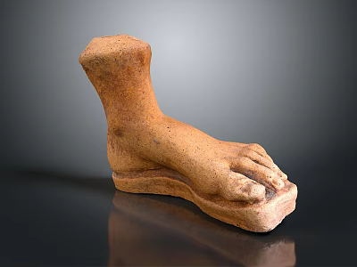 Artistic Terracotta Clay Foot Sculpture With Detailed Toes And Textured Base 3d model