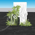 Floral Decor Installation With White Drapery Green Foliage And Hanging White Flowers For Event Backdrop